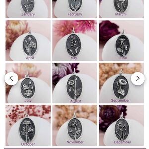 Sterling Silver Botanical Birth Month April necklace - Black Oxidized Finish